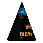 "GLÜCKLICHES NEUES JAHR!" + Feuerwerkähnliches Mus Partyhütchen (Links)