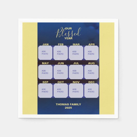 Glückliches neues Jahr gesegnetes Jahr Foto Serviette (Vorderseite)