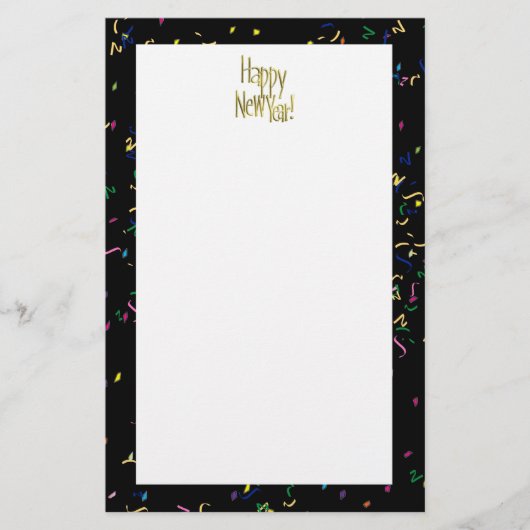 Glückliches neues Jahr - Goldener Text über schwar Briefpapier (Vorderseite)