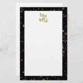 Glückliches neues Jahr - Goldener Text über schwar Briefpapier (Vorne/Hinten)