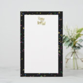 Glückliches neues Jahr - Goldener Text über schwar Briefpapier (Stehend Vorderseite)