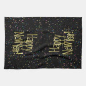 Glückliches neues Jahr - Goldener Text über schwar Küchentuch (Horizontal)