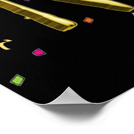 Glückliches neues Jahr - Goldener Text über schwar Poster (Ecke)