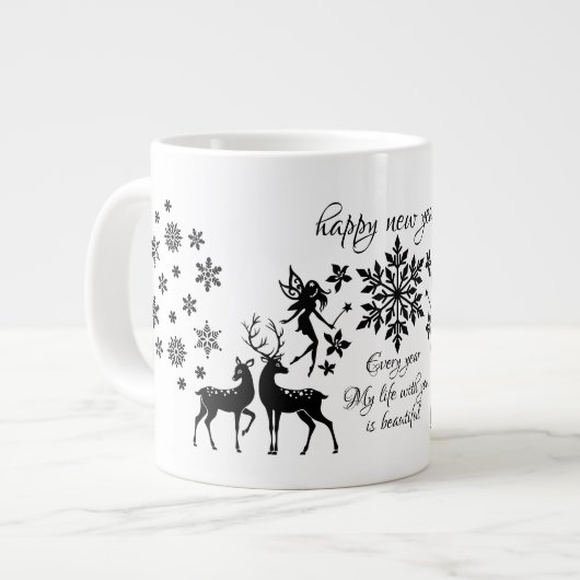 glückliches neues Jahr Jumbo-Tasse (Vorderseite Links)