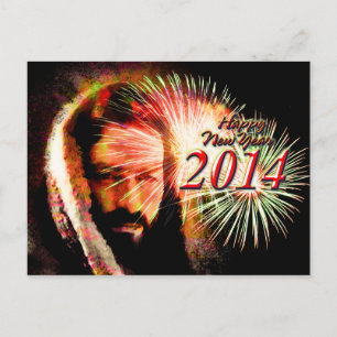 Glückliches neues Jahr-Liebe-Jesus-Postkarte 2014 Feiertagspostkarte