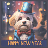 Glückliches neues Jahr, maltesisches Spielzeug Poo Aufkleber (Vorderseite)