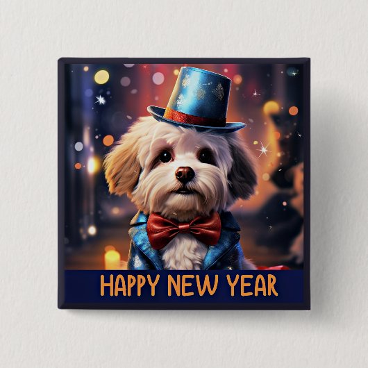 Glückliches neues Jahr, maltesisches Spielzeug Poo Button (Vorderseite)