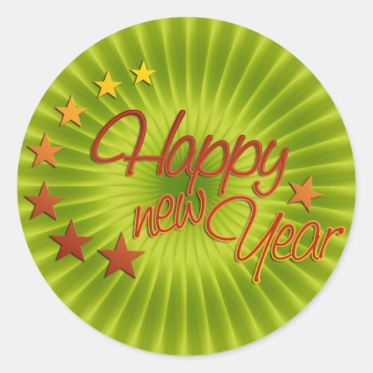 GLÜCKLICHES NEUES JAHR mit Starlight + Hintergrund Runder Aufkleber (Vorderseite)