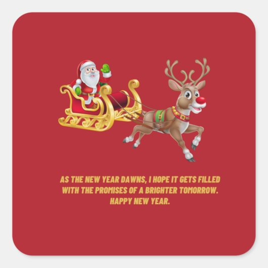 glückliches neues Jahr Quadratischer Aufkleber (Vorderseite)