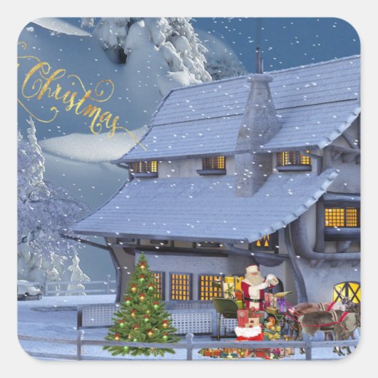 glückliches neues Jahr Quadratischer Aufkleber (Vorderseite)