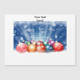 Glückliches neues Jahr und frohe Weihnachtsbaubles Magnetkarte