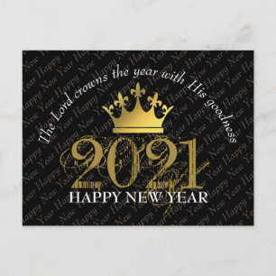 GLÜCKLICHES NEUJAHR 2021   Lord Crowns Year   Schw Postkarte