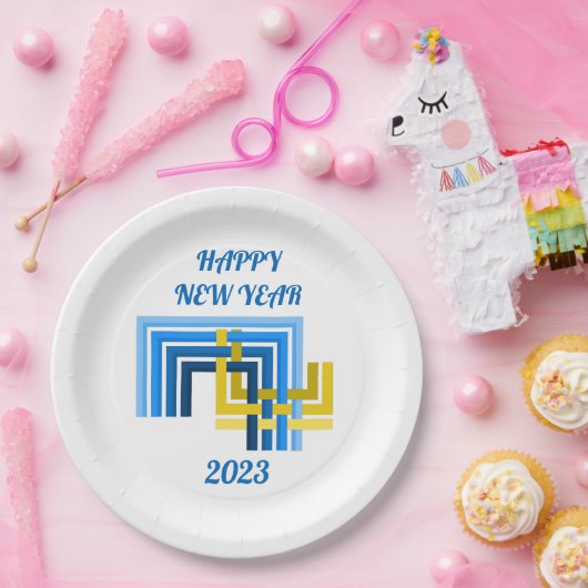 GLÜCKLICHES NEUJAHR 2023, PAPIERPLATTE PAPPTELLER (Party)