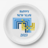 GLÜCKLICHES NEUJAHR 2023, PAPIERPLATTE PAPPTELLER (Vorderseite)