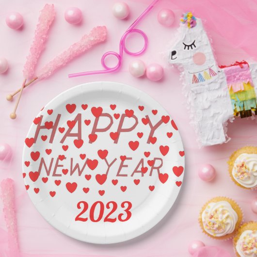 GLÜCKLICHES NEUJAHR 2023, PAPIERPLATTE PAPPTELLER (Party)