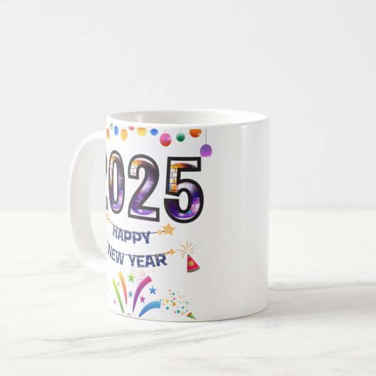 GLÜCKLICHES NEUJAHR 2025 KAFFEETASSE (Vorderseite Links)