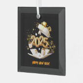 GLÜCKLICHES NEUJAHR 2025 ORNAMENT AUS GLAS (Vorderseite links)