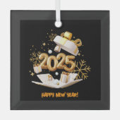 GLÜCKLICHES NEUJAHR 2025 ORNAMENT AUS GLAS (Vorderseite)