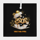 GLÜCKLICHES NEUJAHR 2025 ORNAMENT AUS GLAS (Rückseite)