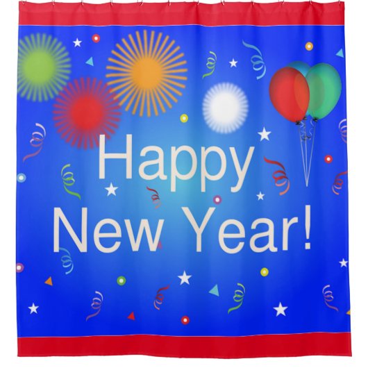 GLÜCKLICHES NEUJAHR DUSCHVORHANG (Vorderseite)