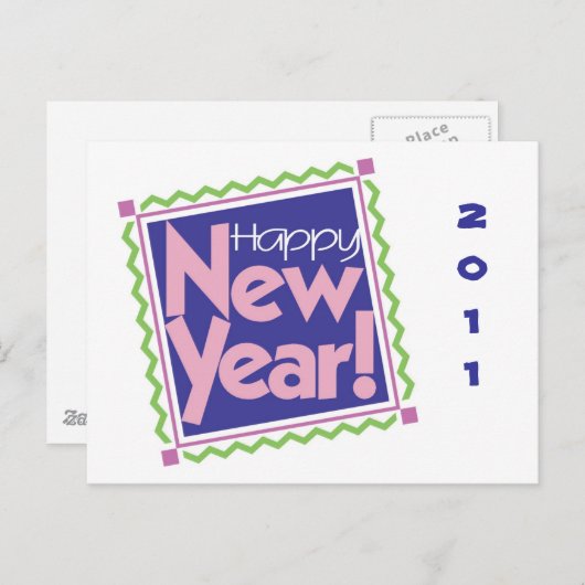 GLÜCKLICHES NEUJAHR FEIERTAGSPOSTKARTE (Vorne/Hinten)