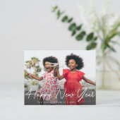 GLÜCKLICHES NEUJAHR | Grußkarte für Typografie Postkarte (Stehend Vorderseite)