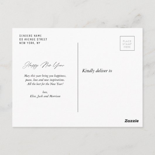 GLÜCKLICHES NEUJAHR | Grußkarte Postkarte (Rückseite)