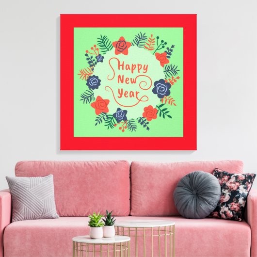 GLÜCKLICHES NEUJAHR LEINWANDDRUCK (Insitu (Wohnzimmer))