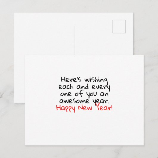 GLÜCKLICHES NEUJAHR POSTKARTE (Vorne/Hinten)