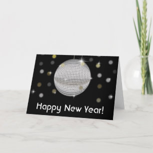 Glückliches Neujahrs-Grußkarte mit Disco-Kugel Feiertagskarte