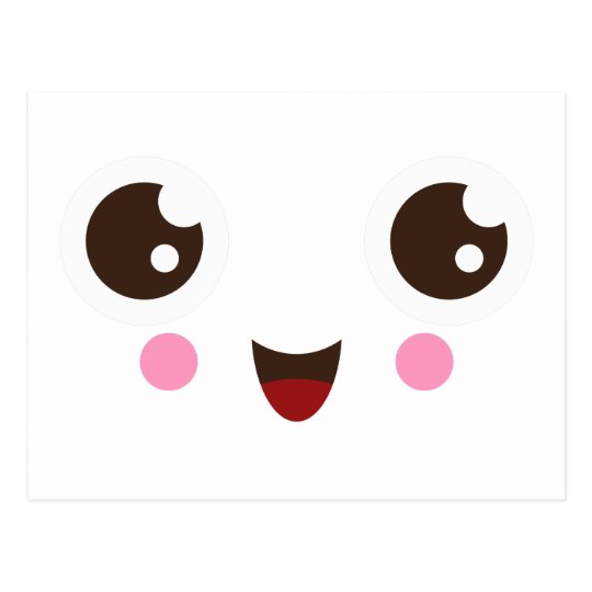 Gluckliches Niedliches Kawaii Gesicht Postkarte Zazzle De