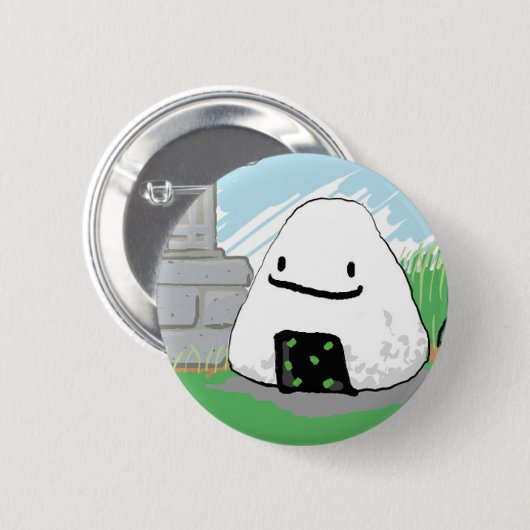 Glückliches Onigiri Button (Vorne & Hinten)