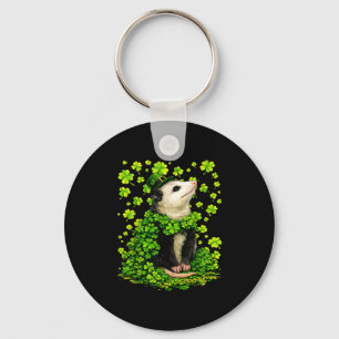 Glückliches Opossum mit Shamrocks Kleeblatt St. Pa Schlüsselanhänger