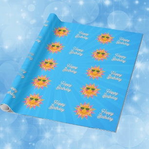 Glückliches Oranges Festliches Sonnengelb Rosa Gel Geschenkpapier