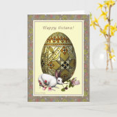 Glückliches Ostara - Ei-Hase-Blumen-leere Karte (Gelbe Blume)