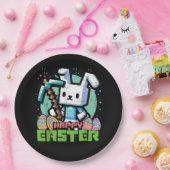 Glückliches Osterhase Pixel Spiel  Pappteller (Party)