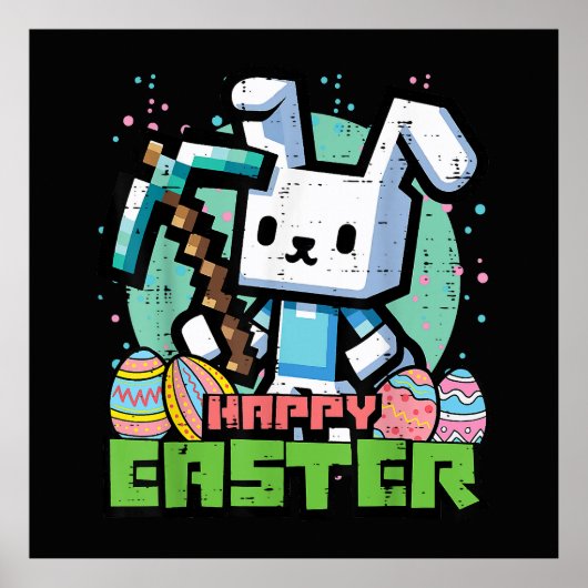 Glückliches Osterhase Pixel Spiel  Poster (Vorne)