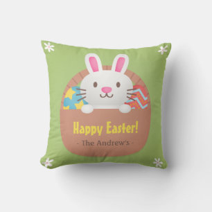 Glückliches Osterhase und Eier Zimmer Dekokissen