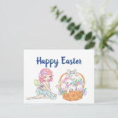 Glückliches Ostermädchen Postkarte (Stehend Vorderseite)