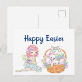 Glückliches Ostermädchen Postkarte (Vorne/Hinten)