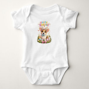 Glückliches Ostern Corgi-Shirt – Süße Hasenohren-H Baby Strampler