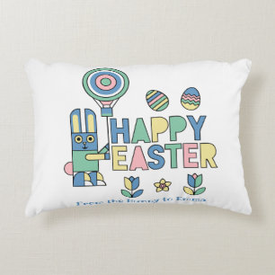 Glückliches Ostern-Hasen-Ballon – Süß und Personal Dekokissen