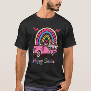 Glückliches Ostern Huhn hält Haseneier Jagd auf T-Shirt