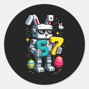 Glückliches Ostern Jungen Tag Hase Ei 6 7 Meme Kin Runder Aufkleber