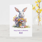 Glückliches Ostern mit süßem Hasen für Kinder Karte (Gelbe Blume)