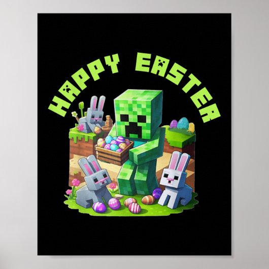 Glückliches Ostervideospiel Pixel für Männer Fraue Poster (Vorne)
