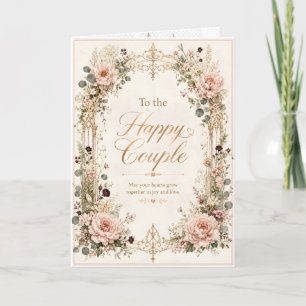 Glückliches Paar Elegante Florale Hochzeit Karte