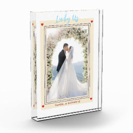 Glückliches Paar Romantische Hochzeit Fotoblock
