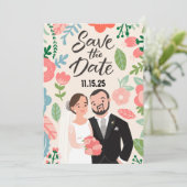 Glückliches Paar Save The Date (Stehend Vorderseite)
