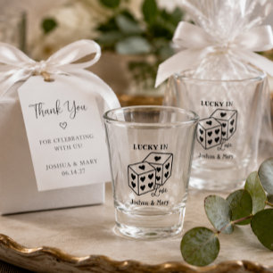 Glückliches Paar Würfel Hochzeit Spaß  Schnapsglas